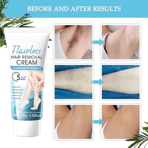 3PCS Hair Removal Cream for Women and Men,Painless Depilatory Cream for Face,Underarms,Leg,Bikini,Gentle Fast Hair Removal Lotion,Moisturizing Depilatory Set at Home, 3.5 Oz