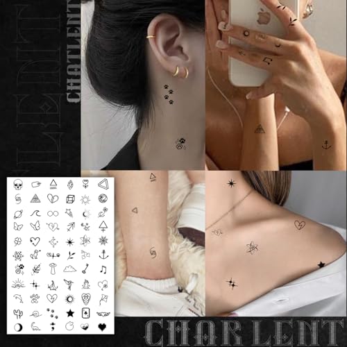 594 Pcs Tiny Small Temporary Tattoos for Women Men Finger Hands, Mini Fake Tattoos for Adult Finger Neck Body