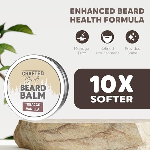 Beard Balm - Tobacco Vanilla Scent - 2oz Tin - Beard Wax - Light Hold - (TV)