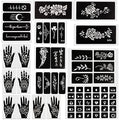 Henna Tattoo Stencil Kit, Self-Adhesive Hand Mold, Flowers & Other Motifs, Suitable for Women, Girls & Teenagers, DIY Body Art