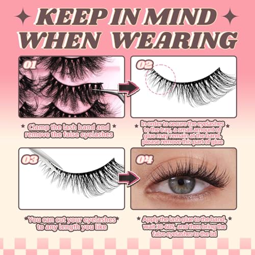 FADVAN False Eyelashes Faux Mink Lashes 6D Volume Full Cat Eye Long Dramatic Strip Lashes That Look Like Extensions Thick Cat Eye False Eyelashes Pack 10 Pairs-D02
