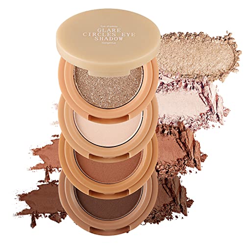 Erinde 4 Colors Eyeshadow Palette, Matte Shimmer Quartet, High Pigmented, Long Lasting, Ultra-Blendable, Rich Colors with Velvety Texture Eye Makeup Palette with Mirror, Great for Travel M03#
