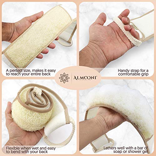 Premium Natural Egyptian Shower Loofah Sponge, Back Scrubber, and Facial Loofah Bundle, Made with Natural Egyptian Shower Loofah Sponge That Gets Your Body Clean