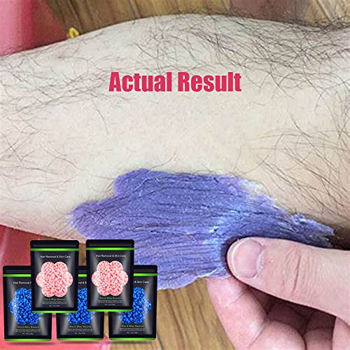 Hard Wax Beans 17.5Oz, Hair Removal Body European Brazilian Pearl Waxing Beads For Women Men Include 10 Waxing Spatulas For Bikini, Eyebrow, Face, Armpit 5 Packs