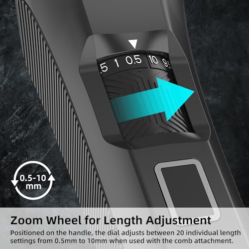 Beard Trimmer for Men Adjustable: Professional Cordless Trimmer with 20-Length Dial ? Waterproof Hair Clippers w/Stainless Steel Blades for Beard, Mustache & Face Grooming ? Gifts for Dad & Him