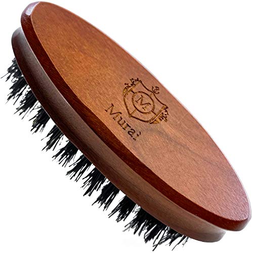 Murai by Giorgio GM4F Firm Boar Bristle Beard Brush - Travel Brush for Men's Skin Care and Grooming