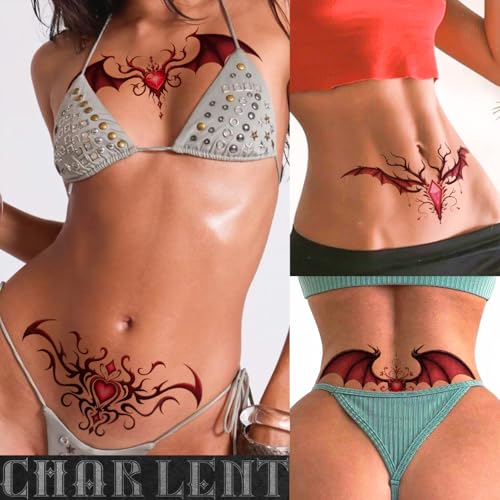 24 PCS Sexy Belly Temporary Tattoos for Women Ladies - Realistic Chest Abdomen Waist Tattoos for Women Body Art