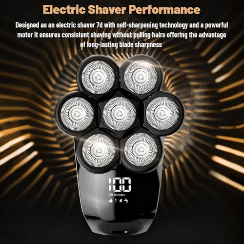 Head Shavers for Bald Men, Electric Shaver 7D, Waterproof Cordless Shaver for Travel Home and Daily Grooming Kit