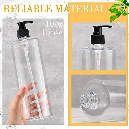 meekoo 10 Pcs Empty Shampoo Bottles with Pumps 32 oz / 1 Liter Bulk Refillable Plastic Dispenser Shampoo and Conditioner Bottles with Black Caps Leakproof for Lotion Massage Oil Body Wash
