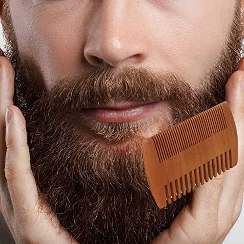 Fan Wu Beard Brush and Dual-Sided Wood Comb Set ? Natural Boar Bristle Grooming Kit with Velvet Travel Pouch, Anti-Static for Beard, Mustache & Hair ? Gift for Men