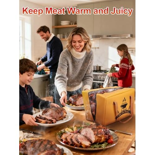 Apipi PU Leather BBQ Blanket for Resting Meat - 8.6" x 10" x16" Easy Clean Insulated Meat Resting Bag for BBQ Accessories, Grilling Valentine¡¯s Day Gifts for Men/Husband