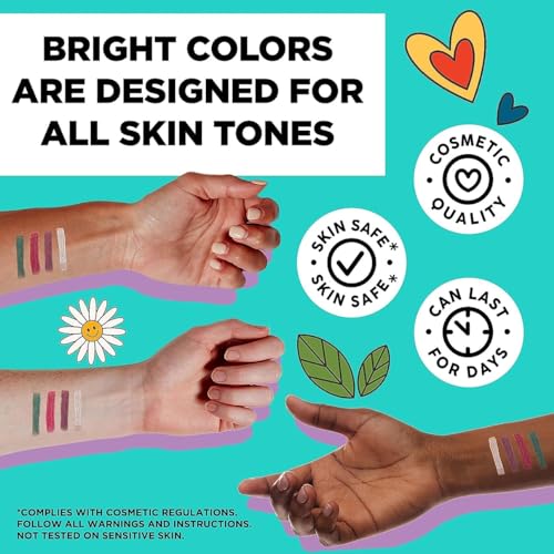 BIC BodyMark Party Pack Temporary Tattoo Marker for Skin, Premium Brush Tip, Gifts for Teens, 4 Count Pack