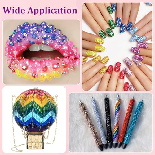 34000Pcs Resin Rhinestones with Tweezers for Bedazzling, Multicolor 3mm Crystal with 3Pcs 10ml B7000 Jewelry Glue for Bedazzled Nail Art Crafting Makeup