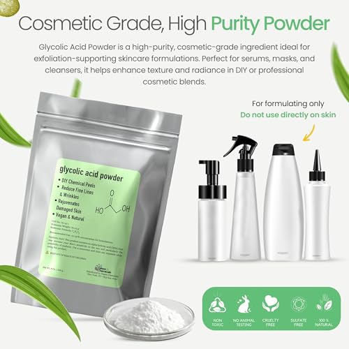 Glycolic Acid Powder DIY Glycolic Crystal Powder is Pure, DIY (8 Oz/226 grams) for Glycolic Acid Face Wash, Glycolic Acid Lotion