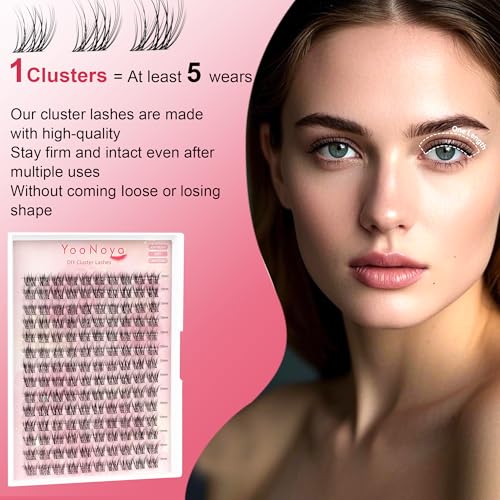 Wispy Lash Clusters 140 Pcs 10mm Short Eyelash Clusters C Curl Cluster Eyelash Extensions Natural Wispy Cluster Lashes Reusable Individual Invisible Band Lash clusters (QX-10mm)