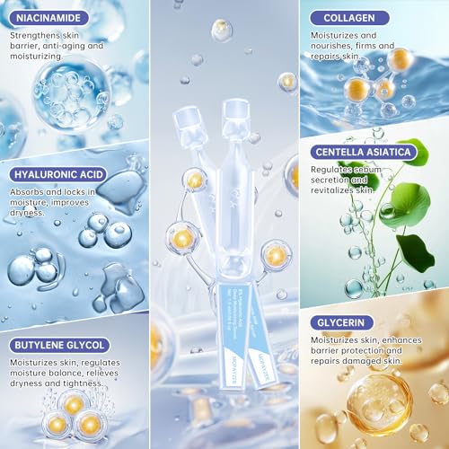 30 Pcs 5% Hyaluronic Acid Serum Ultra-Hydrating Vials, Hyaluronic Acid Tubes, Wake Nature Perfection Hylunaric Acid Serum, Single-Use Ultra-Hydrating Essence for Face