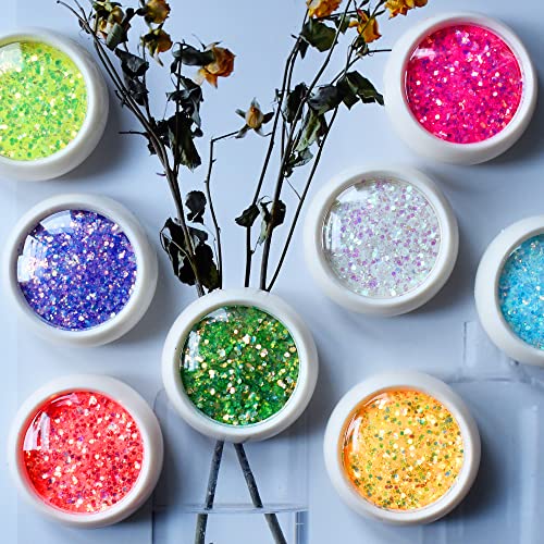 Body Glitter Wenida 8 Colors Iridescent Ultra Sparkle Opal Chunky Glitter Cosmetic Festival Makeup Powder for Nail Hair Eye Face