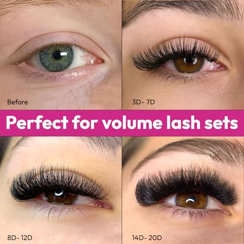 Eyesy Lash 500 Promade Fans - Volume Premade Lash Fans for Eyelash Extensions Pointy Base Handmade Loose Pre Made Eyelashes Middle Stem Soft and Lightweight (5D 0.07 D 12mm)