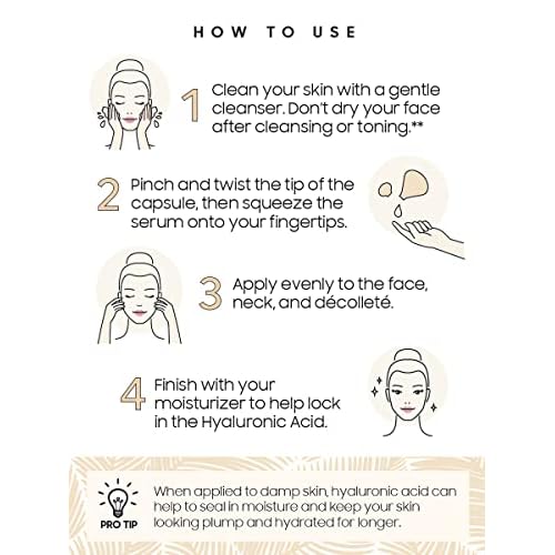 Hyaluronic Acid Serum for Face, Anti Aging Serum for Fine Lines & Wrinkles, Hydrating Glow, Face Moisturizer Plump & Repair Dry Skin, Unscented, 30 Capsules (Pack of 2)