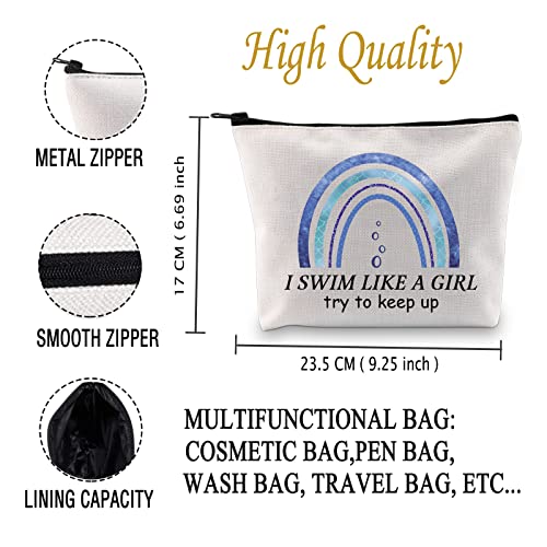 JXGZSO Swim Makeup Bag Swimming Lover I Swim Like A G Try to Keep Up Cosmetic Bag Swim Team Gift (I Swim Like Bag)