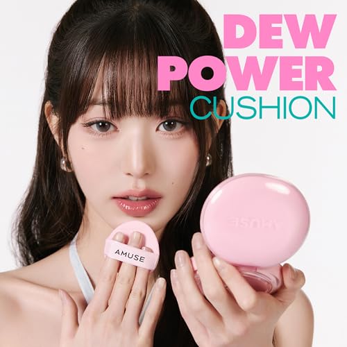 Amuse SEOUL DEW POWER VEGAN CUSHION FOUNDATION (02 HEALTHY) | Dewy, glow, long-lasting, double coverage, clean beauty, lightweight, natural look, foundation for sensitive skin, hydrating cushion