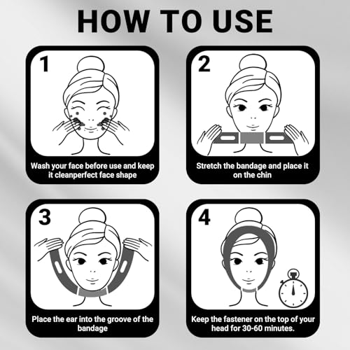 Juskaa Reusable V Line Lifting Mask with Chin Strap for Sleeping,Face Lift Prevent Sagging, Jaw Exerciser,Black,M