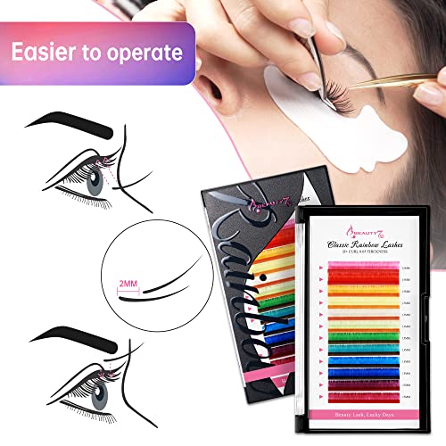 Beauty7 Colored Lash Extensions Rainbow Classic D+ Curl 0.05mm Thickness 15mm Dramatic Eyelashes Ombre 12 Colors