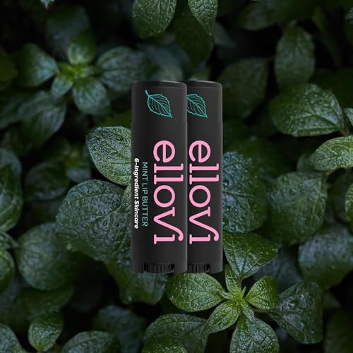 Ellovi Natural Lip Butter Lip Balm - Mint - Pure Enough to Eat - Made With Just 6 Vegan Ingredients - Moisturizing Lip Care for All Day Hydration (2-Pack)