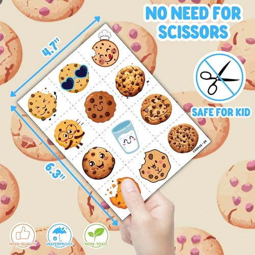72PCS Cookie Party Set - 48PCS Temporary Tattoos & 24PCS Slap Bracelets - Fun Cookie-Themed Birthday Supplies, Baby Shower Gifts, Classroom Rewards & Party Decor for Kids (Boys & Girls)