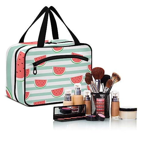 senya Toiletry Bag Travel Bag with Hanging Hook Cute Red Watermelon Slice Makeup Cosmetic Bag Travel Organizer Water-resistant for Toiletries Accessories Shampoo Full Sized Container,L