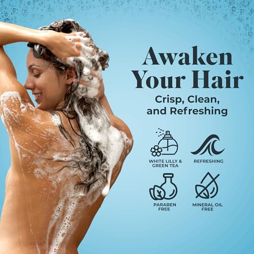 White Rain Moisturizing Shampoo - Ocean Mist Scent, Pack of 2 (15 fl oz Each), Hydrating Shampoo for Men & Women, Paraben-Free & Cruelty-Free with White Lily, Green Tea & Rice Protein
