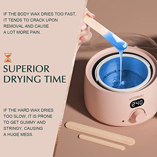 KOTAMU Waxing Kit Pink Digital for Women Men At-Home Hair Removal with 1LB Coarse Hair Formula Blue Wax Beads, Target at Bikini, Brazilian, Face, Underarms, Chest