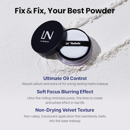 Le Nubele Azulene Face Cover Fixing Powder Translucent Loose Setting Powder, Blurring Powder, Poreless Face Primer, Blurring Primer, Mini Makeup 3g / 0.10 oz