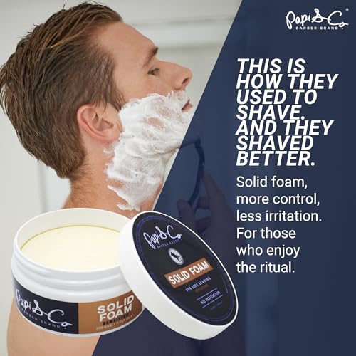 Papi & Co. Head & Beard Soft Shaving Solid Foam ? Lightly Scented Shaving Foam ? Travel Size, No Mess, Easy to Use ? Smooth, Comfortable Shave ? Classic Grooming Essential for a Clean, Fresh Look