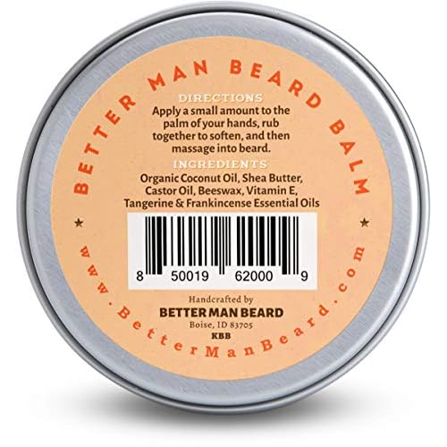 BETTER MAN BEARD Franky T Balm (Frankincense + Tangerine) - 2 oz All-Natural Moisturizing Beard Balm with Therapeutic Grade Essential Oils & 100% Natural Formula - BLM-FRT2