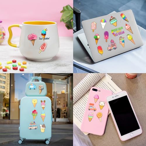 Ice Cream Temporary Tattoos 10 Sheets 120 PCS Ice Cream Cone Party Decorations Favors Supplies Sweet Theme Birthday Cute Stickers Christmas Gifts for Boys Girls Class School Prizes Carnival