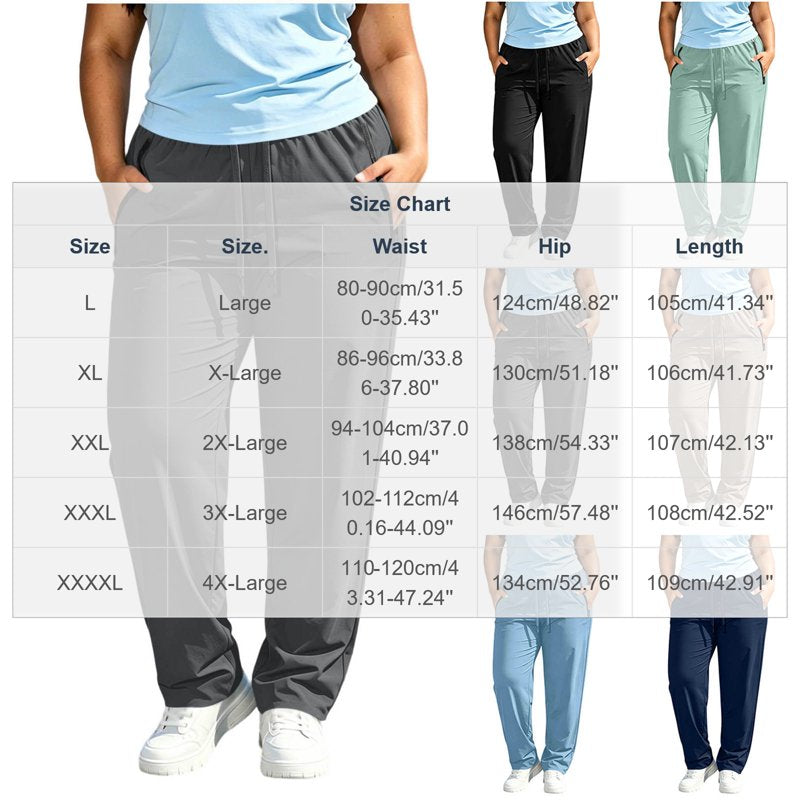 Plus Size Workout Joggers for Women Lightweight Athletic Pants with Zipper Pockets