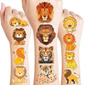 96PCS Cute Lion Pre-Cut Temporary Tattoos ? Safari Jungle Theme Birthday Party Decorations Supplies, Party Favors, Fun Stickers for Kids Adults Boys Girls, Classroom Gifts & Rewards
