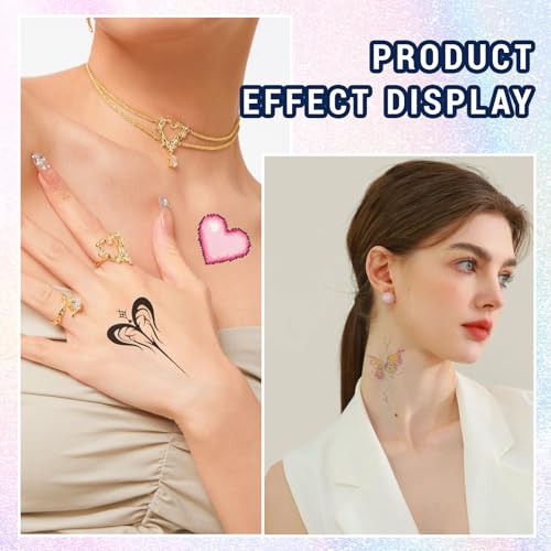 LOGJAM 20 Sheets Y2K Temporary Tattoos Stickers for Girls, Butterfly Aesthetic Cool Cyberpunk Waterproof Temporary Tattoo Decals