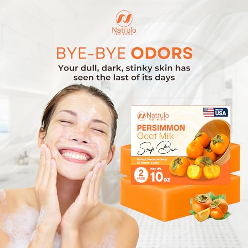 Persimmon Soap Bar for Body Odor Control ? Purifying Deodorizing Body Wash with Goat Milk for Eliminating Body Odor ? Great for Skin Brightening, Natural Deodorant Soap for Men & Women