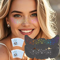 12pcs Holographic Rainbow & Silver Glitter Freckles Face Tattoo, Waterproof Sparkle Face Glitter Speckles Patches for Women, Cute Star Temporary Tattoo Fairy Makeup Accessories for Rave
