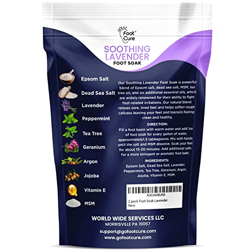 Soothing Lavender Foot Soak with Epsom Salt - Best Toenail Treatment, & Softens Calluses - Soothes Sore & Tired Feet, Toenail Extra Strength Solution
