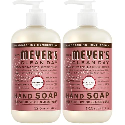 MRS. MEYER¡¯S CLEANDAY Hand Soap, Made with Essential Oils, Biodegradable Formula, Rosemary, 12.5 fl. oz (Pack of 2)