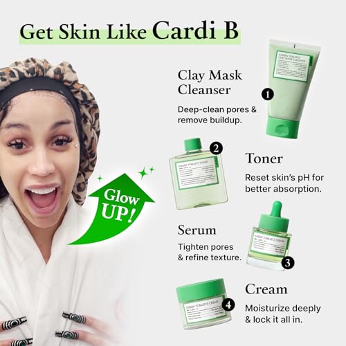 FULLY Green Tomato Cardi B's Pore Care Set, Pore Tightening, Pore Detox, Blackhead & Sebum Control, Vegan, Fragrance-Free, Korean Skincare Kit