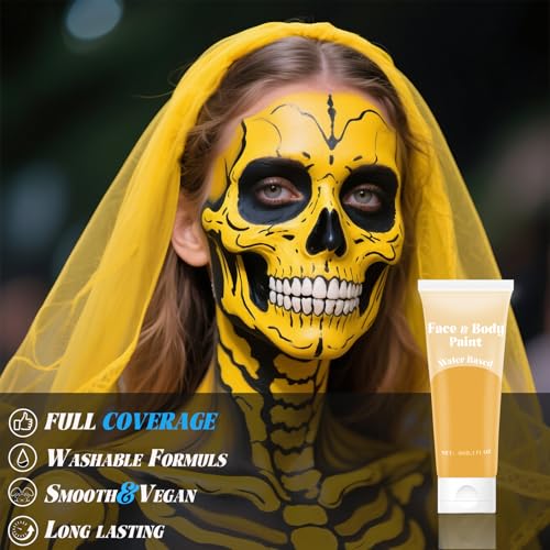 Yellow Face Body Paint,Water Based Face Painting Special Effects For SFX Cosplay Costumes Art Theater Halloween Makeup