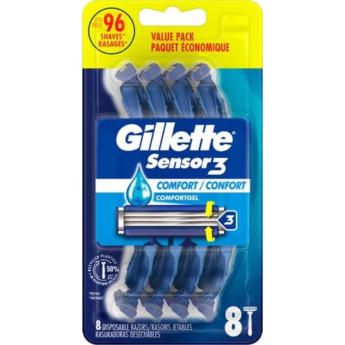 Gillette Sensor3 Comfort, 8 Count | Disposable | For Men | Lubrastrip | Pack of 2