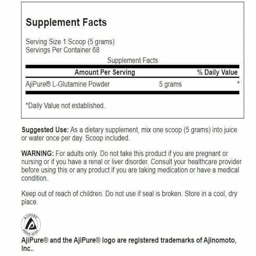 Swanson Amino Acid Ajipure L-Glutamine Powder 12 Ounce (340 g) Pwdr