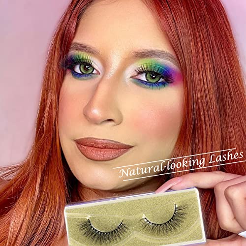 Lashes Fluffy Mink Eyelashes Natural Look 5D Faux Mink False Lash Bulk Cat Eye Fake Eyelash Wholesale Soft Wispy Strip Eye Lashes with Individual Portable Lash Pack