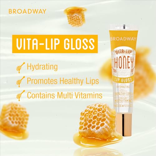 6 pcs Broadway Vita-Lip Gloss High Shine Long Lasting 2 Honey + 2 SHEA BUTTER + 2 Vitamin E Oil by RubyKisses Cosmetics