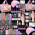Nail Kit for Beginners with Everything: Practice Hand Acrylic Nail Kits Professional U/V Lamp Powder Drill Liquid Starter Set with Gel Polish in Cosmetic Gift Bag for Women Salon Home(Holo Pink)
